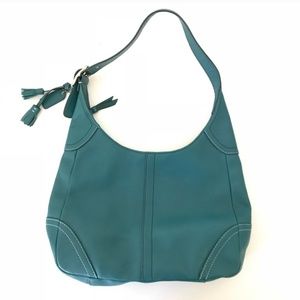 Blue Leather Coach Shoulder Bag